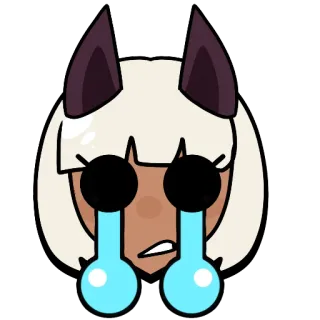 😿 Cartoon, Verdrietig, Huilend, Anime, Kattenoren telegram sticker