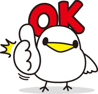 👍 OK pássaro, joinha, ok, aprovação, positivo, desenho animado telegram sticker
