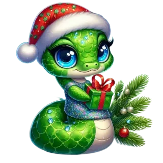 🧸 งู, คริสต์มาส, ของขวัญ, น่ารัก, วันหยุด, สติกเกอร์, การ์ตูน, เทศกาล whatsapp sticker
