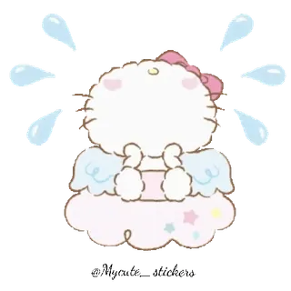 🐱 Hello Kitty Hello Kitty, engel, schattig, kawaii, wolk, tranen telegram sticker