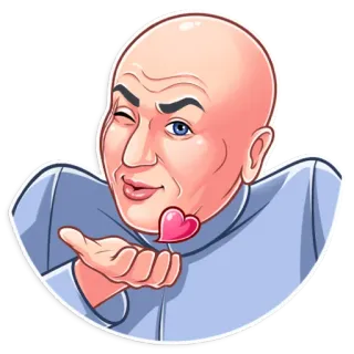 😘 Dr. Evil Austin Powers Dr. Evil, Austin Powers, kẻ phản diện, hói, phim, nhân vật, nháy mắt, trái tim telegram sticker
