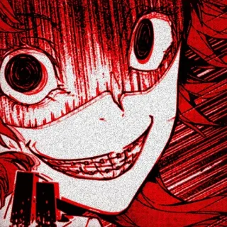 😄 terror, arrepiante, assustador, gore, sangue, anime, mangá, maligno, psicológico telegram sticker