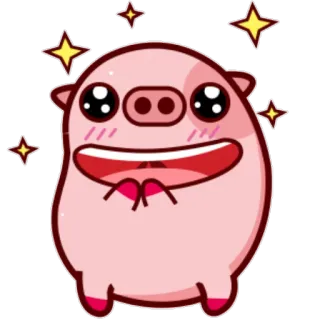 🙏 cochon, mignon, paillettes, dessin animé, kawaii, animal, rose whatsapp sticker