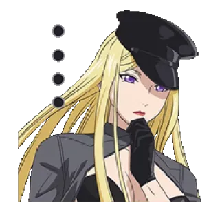 🤔 女性, ブロンド, アニメ, マンガ, キャラクター, 帽子 telegram sticker