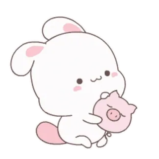 😋 lindo, conejo, cerdo, animal, kawaii, sticker telegram sticker
