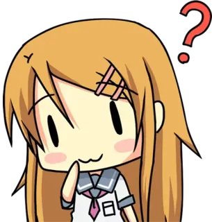 ❓ อนิเมะ, เครื่องหมายคำถาม, สับสน, ชุดนักเรียน, จิบิ, การ์ตูน, กำลังคิด telegram sticker