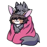 🤗 animales, abrazo, lindo, mimoso, peludo, lobo, conejo telegram sticker