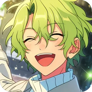 🥰 Anime, Personagem, Cabelo verde, Sorrindo, Kawaii whatsapp sticker