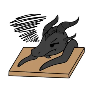 😵 dragon, dessin animé, frustration, table, monstre, créature, cornes whatsapp sticker