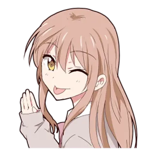 🙋‍♀ anime, girl, winking, cute, cartoon, manga, sticker telegram sticker