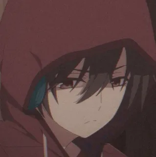 ➖ anime, hoodie, character, serious, melancholy telegram sticker