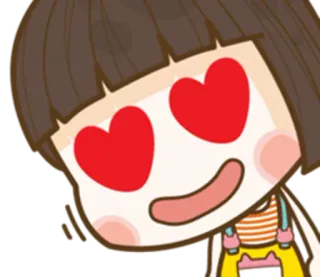 😍 dessin animé, fille, yeux coeur, amour, mignon, adorable, affection telegram sticker