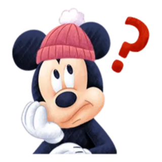 ❓ Mickey Mouse Микки Маус, Дисней, мультфильм, вопрос, думает, шляпа telegram sticker