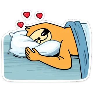 🤔 ナマケモノ, 睡眠, 愛, ハート, かわいい, ベッド, 枕 telegram sticker