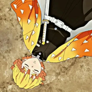 👺 Zenitsu Agatsuma Demon Slayer 애니메이션, 귀멸의 칼날, 젠이츠, 캐릭터, 번개, 노란색, 만화 telegram sticker