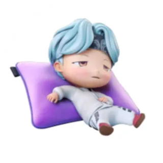 😪 การ์ตูน, ตุ๊กตา, ง่วง, หมอนสีม่วง, น่ารัก, ตัวละคร, หุ่น telegram sticker