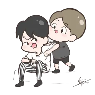 😠 Phim hoạt hình, Dễ thương, Tình bạn, Minh họa, Nghệ thuật kỹ thuật số, Phong cách anime, Nhãn dán telegram sticker