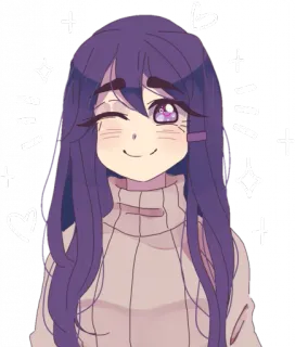 💜 Anime, Dễ thương, Cô gái, Hoạt hình, Nháy mắt, Kawaii, Nhân vật telegram sticker