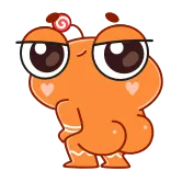 🍑 orange, Cartoon, süß, albern, Tier, Augen, lustig, Sticker telegram sticker