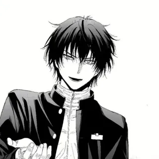 🐈‍⬛️ Anime, Manga, Personnage, Garçon, Uniforme scolaire, Sourire narquois whatsapp sticker