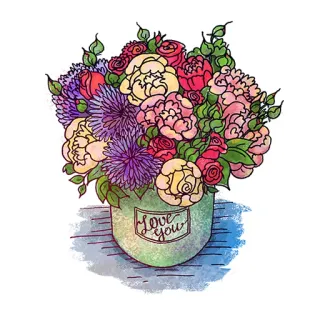❤ Love you flowers, bouquet, roses, love, greeting, floral telegram sticker