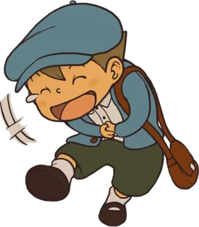 😂 Luke Triton Professor Layton series Luke Triton, Professor Layton, Video game, Personagem, Desenho animado, Rindo telegram sticker