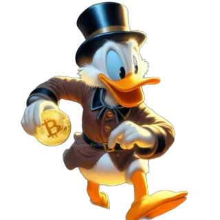 🫥 Scrooge McDuck Tío Rico McPato, dibujos animados, riqueza, Bitcoin, dinero, cripto telegram sticker