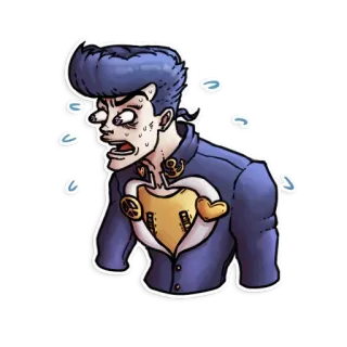 🤯 Josuke Higashikata JoJo's Bizarre Adventure อนิเมะ, มังงะ, สติกเกอร์, กังวล, เหงื่อออก, โจสุเกะ, JoJo's Bizarre Adventure telegram sticker