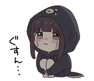 🌩 ぐすん... Anime, Mädchen, weinend, traurig, kawaii, Chibi telegram sticker