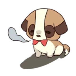 😔 cane, cartone animato, carino, animale, cucciolo, fumo whatsapp sticker