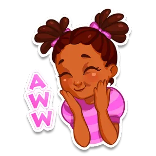 😋 AWW милый, девушка, мультфильм, милота, выражение whatsapp sticker