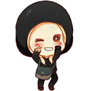 😉 милый, чиби, знак мира, мультик, персонаж telegram sticker