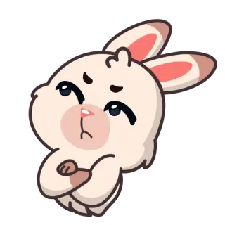 😐 lapin, mignon, dessin animé, emoji, autocollant, animal whatsapp sticker