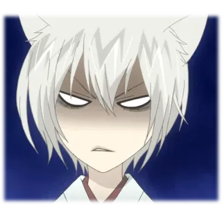 👿 Tomoe Kamisama Kiss Anime, Volpe, Arrabbiato, Manga, Demone, Capelli bianchi telegram sticker
