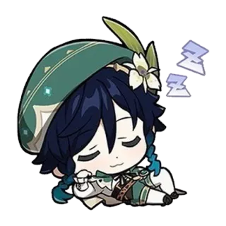 🥱 Venti Genshin Impact Venti, Genshin Impact, animé, dormir, mignon, autocollant whatsapp sticker