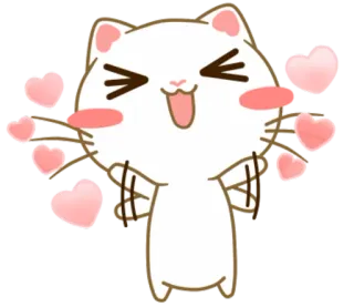 💕 chat, mignon, coeurs, kawaii, joyeux telegram sticker