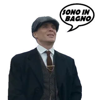 🚽 Thomas Shelby Peaky Blinders SONO IN BAGNO peaky blinders, thomas shelby, cillian murphy, meme, série tv, citações telegram sticker