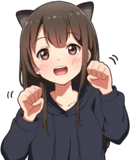 🐱 Anime, Mädchen, Katzenohren, Niedlich, Kawaii, Cartoon whatsapp sticker