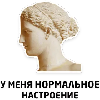 😡 У МЕНЯ НОРМАЛЬНОЕ НАСТРОЕНИЕ sculpture classique, buste, ambiance, texte russe, calme, portrait whatsapp sticker