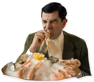 🍤 Mr. Bean еда, креветки, Мистер Бин, комедия telegram sticker