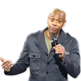 🤷 Dave Chappelle komiek, stand-up, beroemdheid, entertainment, grappig, microfoon telegram sticker