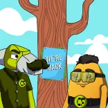 📝 WE'RE BACK dibujos animados, árbol, personajes, hemos vuelto, pegatina telegram sticker