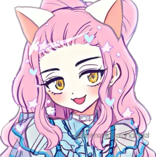 😏 animemakercharms Anime, Dessin animé, Fille, Personnage, Kawaii, Mignon, Rose, Coeurs telegram sticker