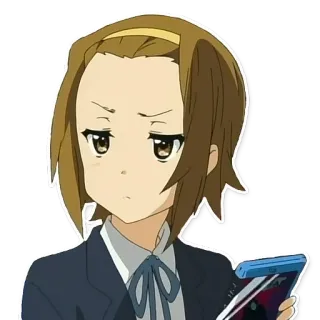 😒 Ritsu Tainaka K-On! Anime, K-On, Ritsu Tainaka, Ragazza, Cartone animato, Personaggio whatsapp sticker