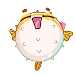 😆 pufferfish, cartoon, cute, fish, yellow telegram sticker