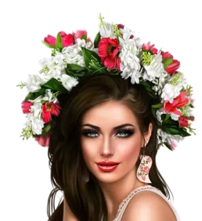 😇 mujer, flores, retrato, hermosa, arte digital telegram sticker
