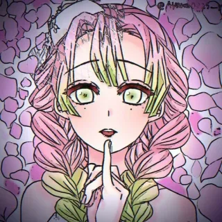 🍡 Mitsuri Kanroji Demon Slayer anime, girl, pink hair, fanart, Mitsuri Kanroji, Demon Slayer, character art telegram sticker