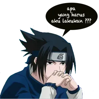 ❓ Sasuke Naruto apa yang harus aku lakukan ??? Sasuke, Naruto, anime, manga, question, thinking whatsapp sticker