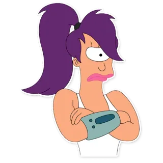 😡 Leela Futurama cartone animato, futurama, leela, un occhio, animazione, capelli viola telegram sticker