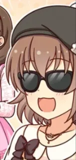 😎 Anime, Chica, Gafas de sol, Feliz, Boina telegram sticker